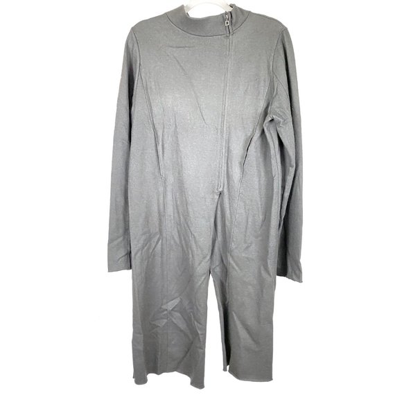 Sarah Pacini Charcoal Grey Long Sweater Jacket Zip Cardigan Size 2 - Picture 1 of 12